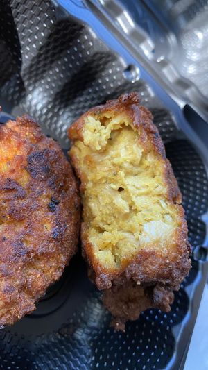 Crab cakes. Amazing texture and taste  at The Land of Kush in Baltimore