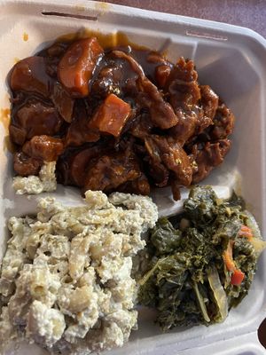 The carrots in the ribs were a nice touch to break up the tangy sauce.   at The Land of Kush in Baltimore