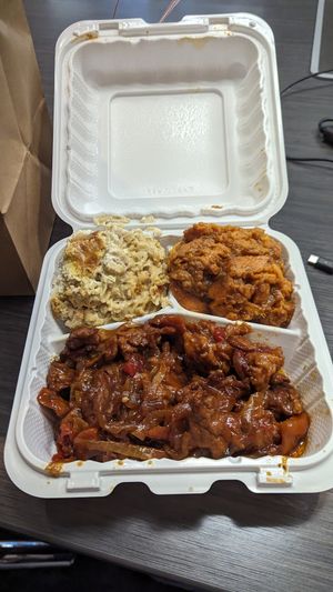 Bbq ribs, yams, Mac and cheese at The Land of Kush in Baltimore