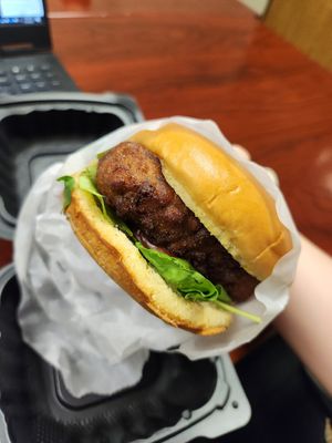 Jerk chickpea burger at The Land of Kush in Baltimore