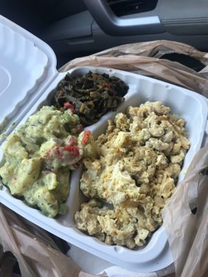 Mac & Cheese - Collard Greens - Potato Salad  at The Land of Kush in Baltimore
