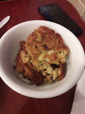 fish cakes up close  at The Land of Kush in Baltimore