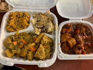 Curry Chicken and Ribs at The Land of Kush in Baltimore