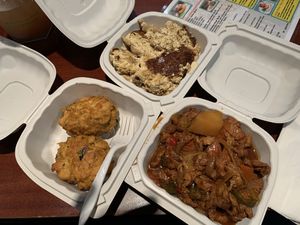 Crab cakes, mac and cheese and bbq ribs  at The Land of Kush in Baltimore