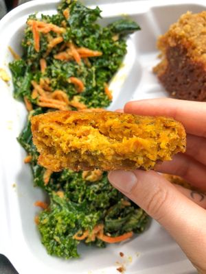 vegan crab cakes are bomb!! at The Land of Kush in Baltimore