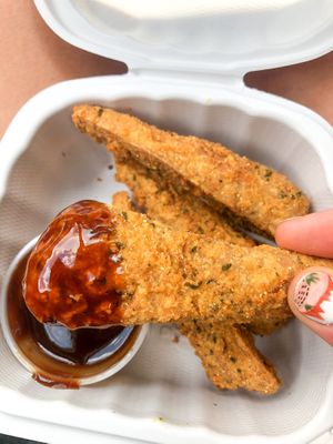 vegan chickun tenders with bbq sauce (so bomb!) at The Land of Kush in Baltimore