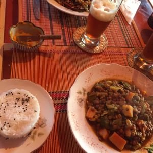 curry with rice at Prana Bar Natural in El Chalten