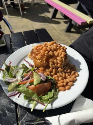 Vegan cheese and bean jacket spud at The Town Hall in Hebden Bridge