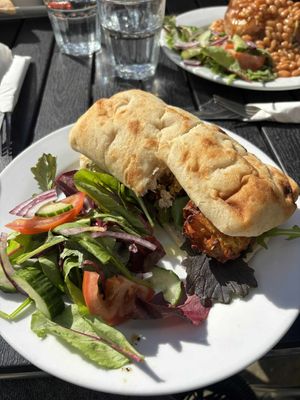 Onion bhaji sandwich at The Town Hall in Hebden Bridge
