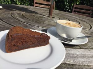 chocolate avocado cake at The Cafe Harbour House in Kingsbridge