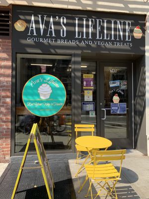 Only one little table out front   at Ava's Lifeline in Brooklyn