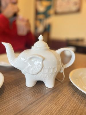Adorable tea pot with Jasmine tea   at Thai Elephant of Morro Bay in Morro Bay