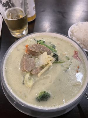 Jungle green curry w/ mock duckk  at Thai Elephant of Morro Bay in Morro Bay