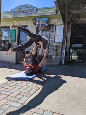 Acroyoga ninja star. at Bouldin Creek Cafe in Austin