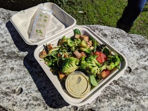 Tofu Broccoli Salad.  at Bouldin Creek Cafe in Austin