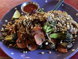 Stir fry very large portion  at Bouldin Creek Cafe in Austin