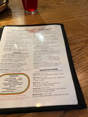 Part of the menu   at Bouldin Creek Cafe in Austin