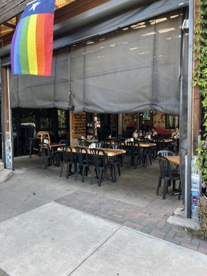 Nice large shaded patio  at Bouldin Creek Cafe in Austin