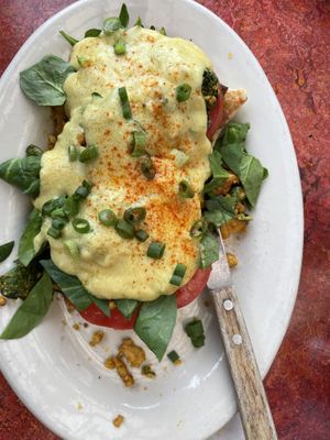 Renedict with hollandaise sauce   at Bouldin Creek Cafe in Austin