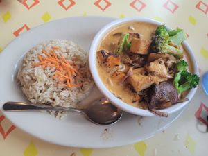 Massaman Jackfruit Curry with added tofu at Bouldin Creek Cafe in Austin