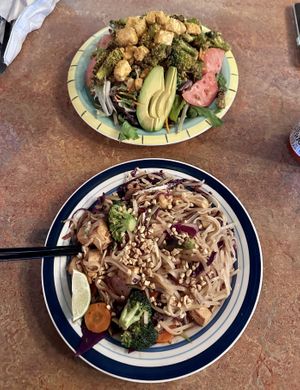 Tarzen’s Salad and south Austin stir fry  at Bouldin Creek Cafe in Austin