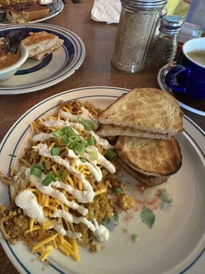 Potato Leek omelette with sourdough toast   at Bouldin Creek Cafe in Austin