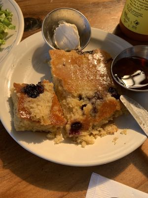 Blueberry grilled cornbread  at Bouldin Creek Cafe in Austin