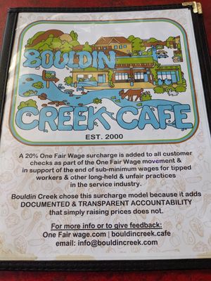 Tip included! Awesome! at Bouldin Creek Cafe in Austin