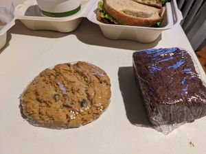 Rosemary brown sugar cookie and house brownie at Bouldin Creek Cafe in Austin
