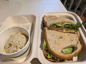 Wanna BLTA (vegan) with potato salad at Bouldin Creek Cafe in Austin