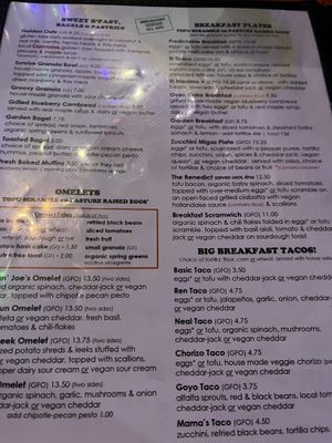 Breakfast menu  at Bouldin Creek Cafe in Austin