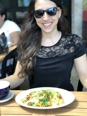 Renedict with best matcha soy latte ever at Bouldin Creek Cafe in Austin