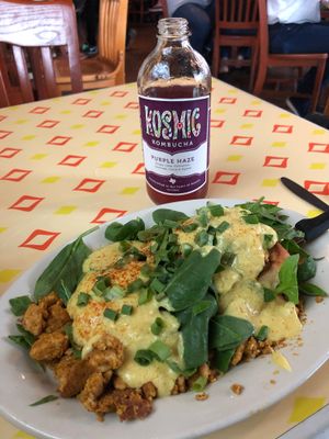 Renedict and Kombucha of the Day at Bouldin Creek Cafe in Austin