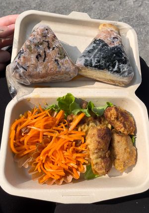 Veggie meat onigiri + Vegetable onigiri (and freebies from the kind owners!) at Gohanya Futaba in Saitama