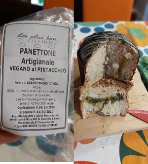 artisanal vegan panettone with pistacchios at Les Plus Bon in Tortoreto