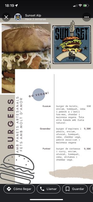 Burgers veganas   at Sunset in Alp