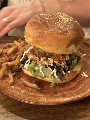 Mushroom burgerrs  at Sunset in Alp