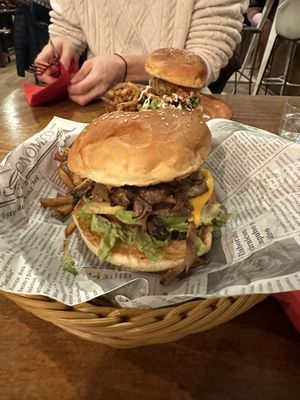 Curry burgerrs  at Sunset in Alp