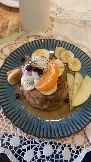 Banana Oat Pancakes   at Nudie Foodie in Athens