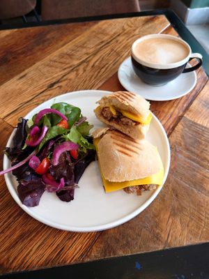 Sausage and cheese panini at Scoff's Coffee House in Coleford