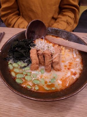 Vegan ramen with chili oil at Momotoko - Citycenter in Helsinki
