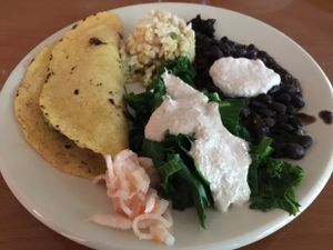 Sunday lunch plate at Casa de Luz in Austin