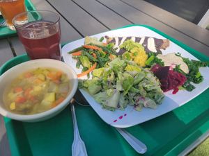 So much flavor! All of this is included in flat price. at Casa de Luz in Austin