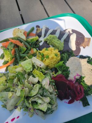 Close up of my meal at Casa de Luz in Austin