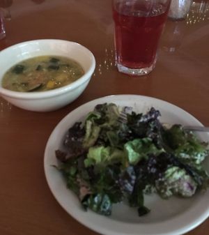 Sunday lunch - soup, salad and tea at Casa de Luz in Austin