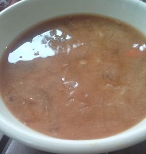 Vegan breakfast soup (savory). at Casa de Luz in Austin