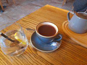 Cup of tea and water (November 2023) at Radcliffes Cafe Bar in Morpeth