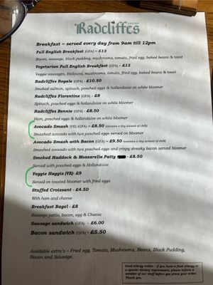 Vegan breakfast items  at Radcliffes Cafe Bar in Morpeth