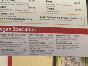 Vegan menu  at Cafecito - Loop in Chicago