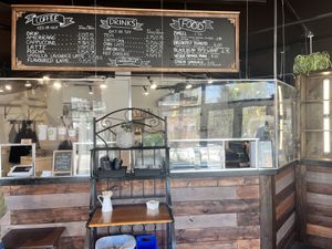 Menu board and ordering counter   at Jaide & Joel's Baking Co. in Kelowna